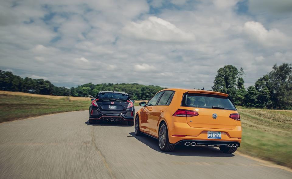 View Photos of the 2019 Honda Civic Type R and 2019 Volkswagen Golf R