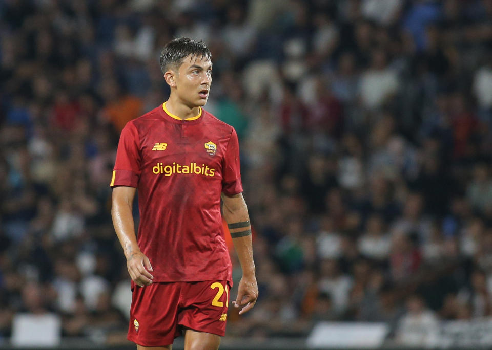 HAIFA, ISRAEL - JULY 30: Paulo Dybala of AS Roma looks on during the Pre-Season Friendly match between Tottenham Hotspur and AS Roma at Itztadion Sammy Ofer on July 31, 2022 in Haifa, Israel. (Photo by Ahmad Mora/DeFodi Images via Getty Images)