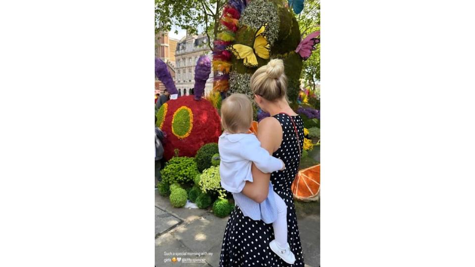 Lady Kitty Spencer with her baby daughter at Chelsea in Bloom