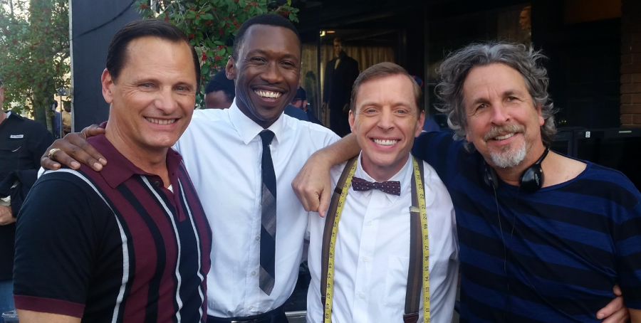 Partlow (second from right) with “Green Book” co-stars Viggo Mortensen, left, Mahershala Ali, and director Peter Farrelly.
