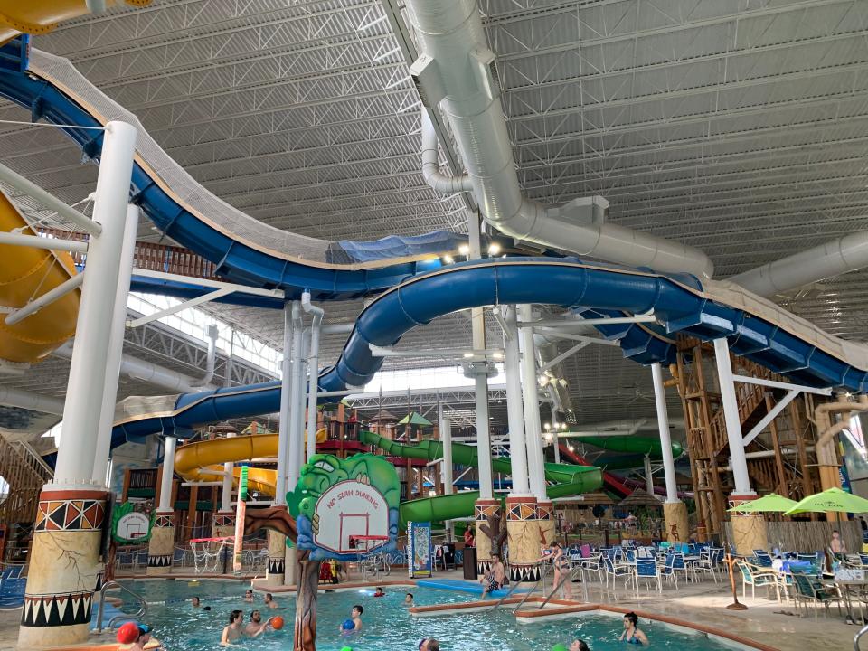 indoor water slides and pools at kalahari water park in Wisconsin dells