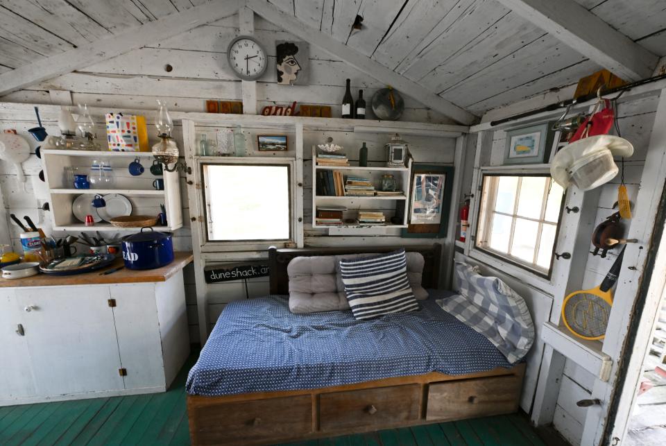 The "great room" of Peter Clemons' family's dune shack includes a bed