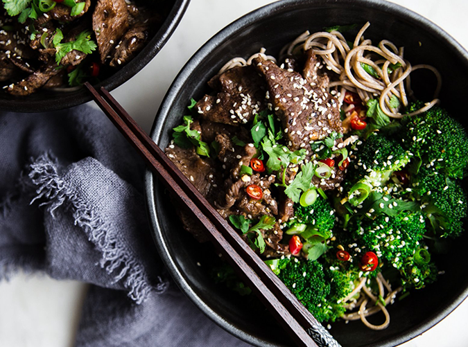 Broccoli Beef Soba Bowls