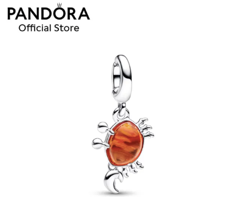 Pandora Disney The Little Mermaid Sebastian Crab Dangle Charm in orange crab shell