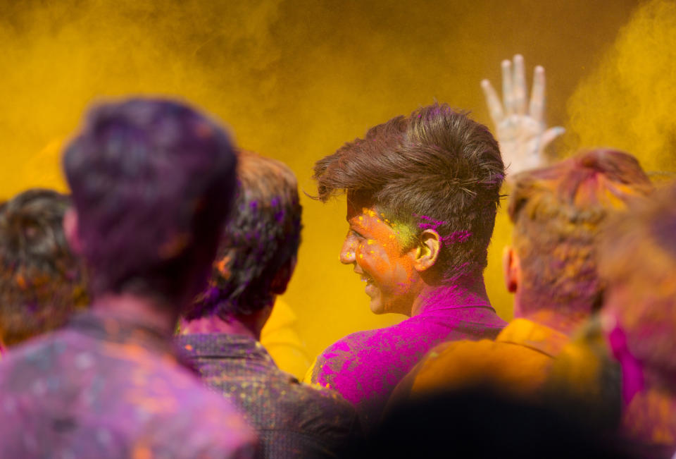 Hindus celebrate Holi, the festival of colors