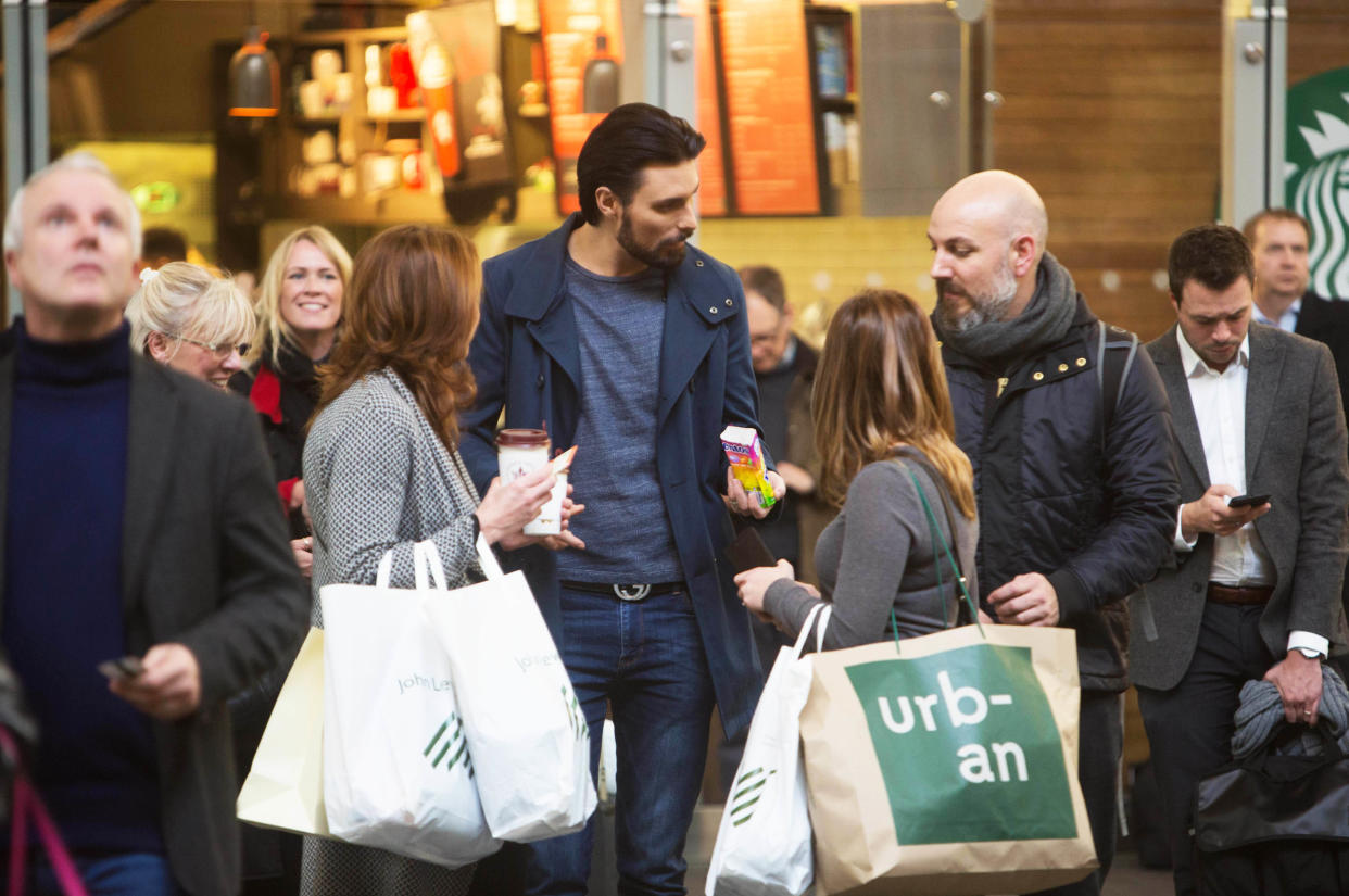 Rylan Clark-Neal meets members of the public at London King’s Cross station, in association with Mentos to celebrate World Hello Day, which is on Monday November 21.