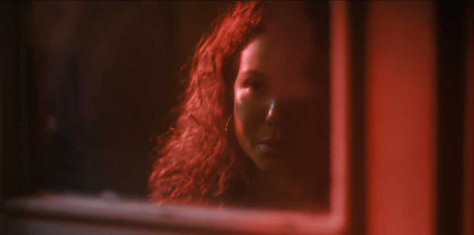 This image released by Amazon Prime Video shows Justina Machado in a scene from "The Horror of Dolores Roach." (Amazon Prime Video via AP)