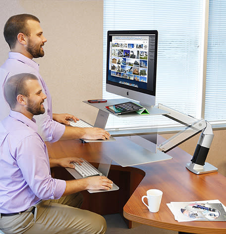 sit or stand at WorkFit desk
