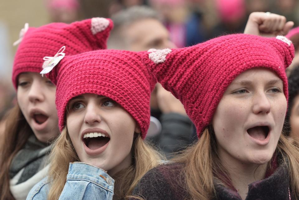 Demonstrators on the National Mall in Washington for the 2017 Women's March. (Photo: ANDREW CABALLERO-REYNOLDS via Getty Images)