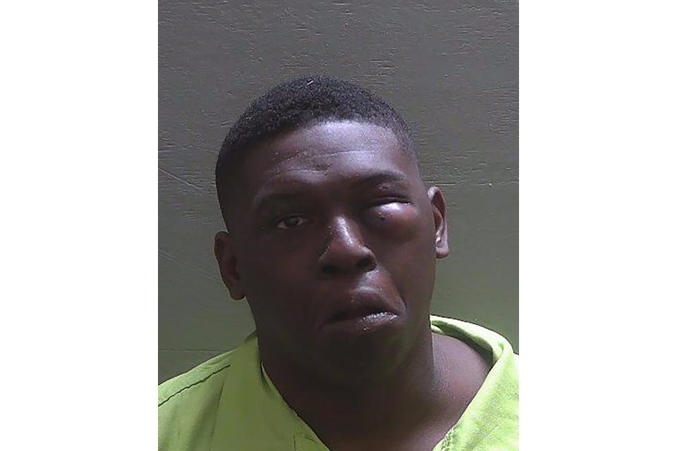 This Nov. 8, 2019 booking photo released by Escambia County Jail shows Ibraheem Yazeed in Pensacola, Fla. Authorities have arrested the man wanted in the disappearance of UFC heavyweight Walt Harris&#39; stepdaughter. Jail records show Yazeed was arrested in Florida and booked into the Escambia County Jail early Friday, Nov. 8, 2019. He&#39;s charged with first-degree kidnapping in the disappearance of 19-year-old Aniah Blanchard, who was last seen at a gas station in Auburn, Alabama, on Oct. 23. (Escambia County Jail via AP)