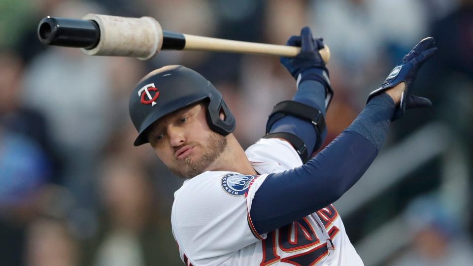 Mandatory Credit: Photo by John Bazemore/AP/Shutterstock (10571220b)Minnesota Twins third baseman Josh Donaldson gets loose in the on deck circle before batting against the Pittsburgh Pirates in a spring training baseball game, in Fort Myers, FlaPirates Twins Spring Baseball, Fort Myers, USA - 29 Feb 2020.