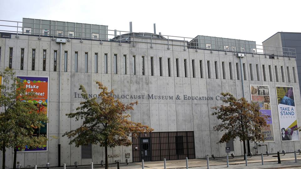 Trees stand outside the Illinois Holocaust Museum &amp; Education Center