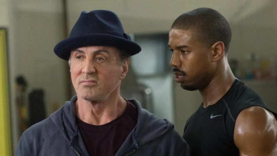 Sylvester Stallone and Michael B. Jordan in 'Creed'. (Credit: Warner Bros)
