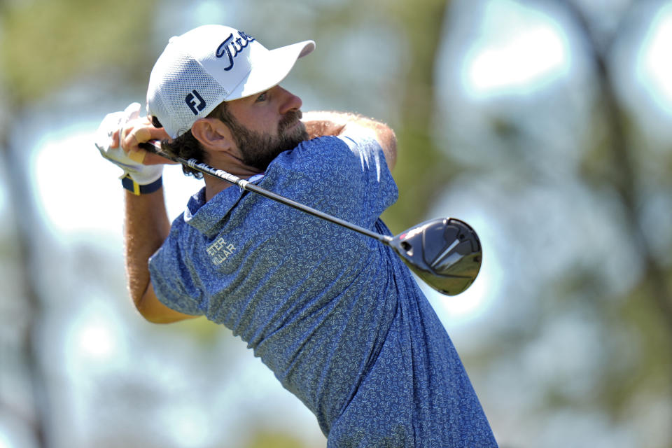 Cameron Young hits his tee shot on the sixth hole during the third round of the Valspar Championship golf tournament Saturday, March 23, 2024, at Innisbrook in Palm Harbor, Fla. (AP Photo/Chris O'Meara)