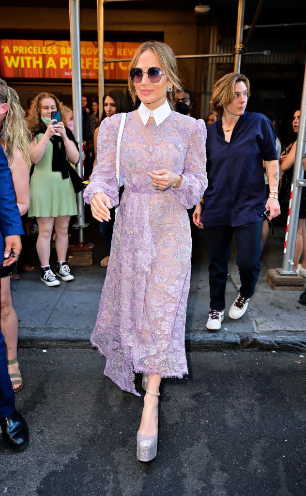 Jennifer Lopez Is a Total Showstopper in Her Jaw-Dropping See-Through Lilac  Dress