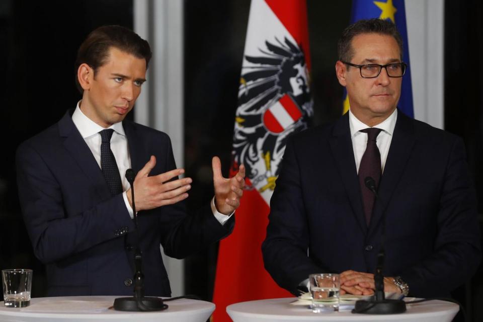 The new chancellor Sebastian Kurz and vice chancellor Heinz-Christian Strache. (REUTERS)