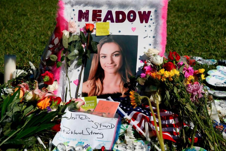 A memorial for Meadow Pollack, one of the victims at Marjory Stoneman Douglas high school.