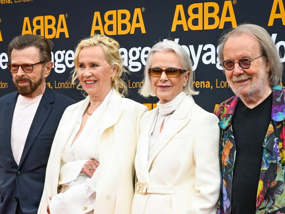 (v..n.r.): Björn Ulvaeus, Agnetha Fältskog, Anni-Frid Lyngstad und Benny Andersson aka ABBA. (Bild: imago/TT)