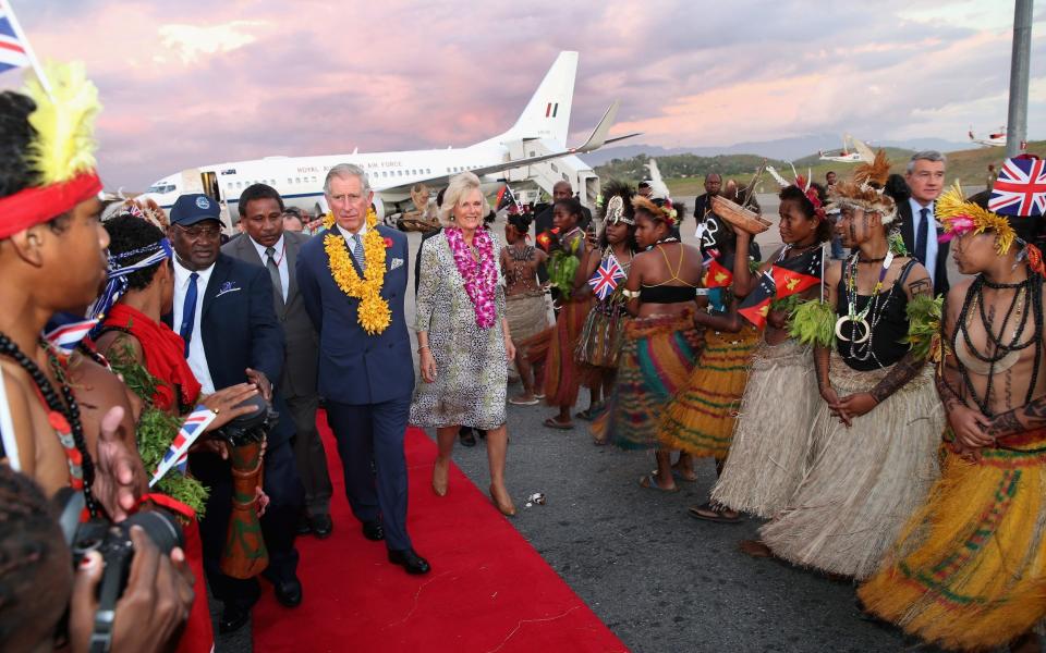 Prince Charles and the Duchess of Cornwall at Jackson's International Airport, Papua New Guinea, in 2012 - Chris Jackson Collection