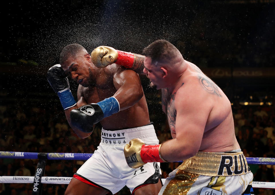 Andy Ruiz Jr  punches Anthony Joshua. (Credit: Getty Images)