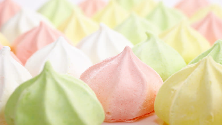 Meringues on white background