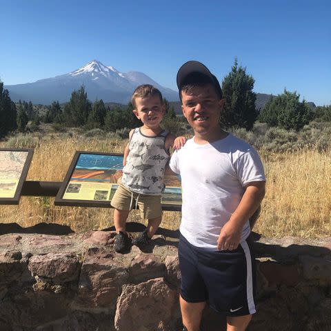 <p>Zach Roloff Instagram</p> Zach Roloff with his son Jackson Roloff take a picture together.