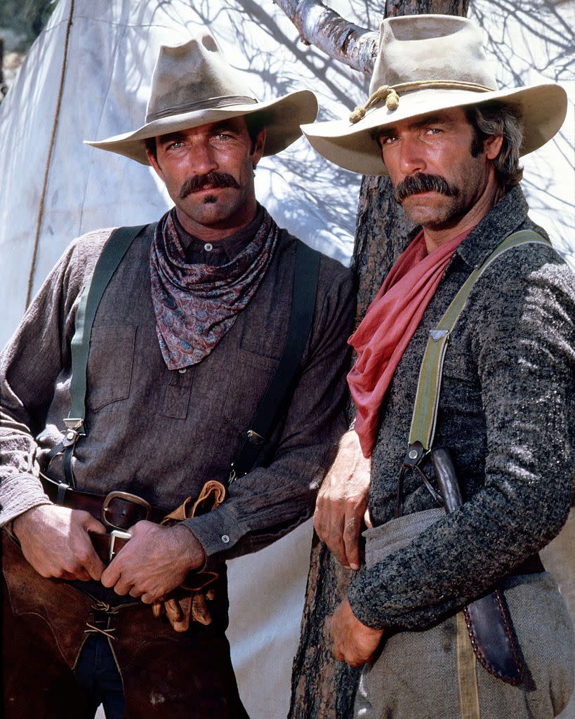 american actors tom selleck left and sam elliott as orrin and tell sackett in the sacketts, directed by robert totten, 1979 photo by silver screen collectiongetty images