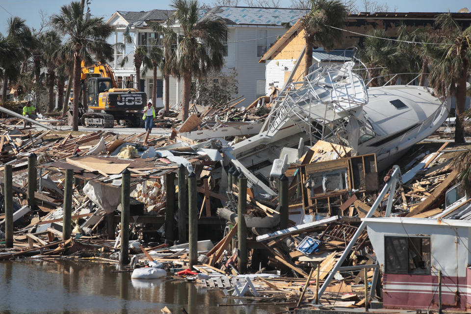 Debris from Hurricane Michael along the canal in Mexico Beach, Florida. (Photo: Scott Olson via Getty Images)