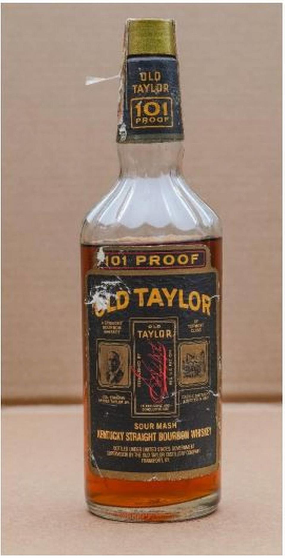 In a court filing in Franklin Circuit Court, Justins’ House of Bourbon alleged that “evaporation” seen in this extremely rare bottle of Old Taylor 101 occurred while it was in state custody. Kentucky Alcohol Beverage Control officials dispute that claim. Court filings