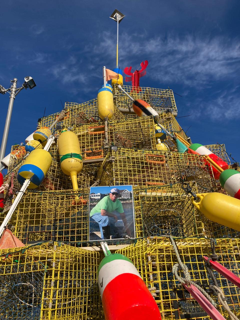 The Plymouth Town Wharf lobster trap Christmas tree in 2021.