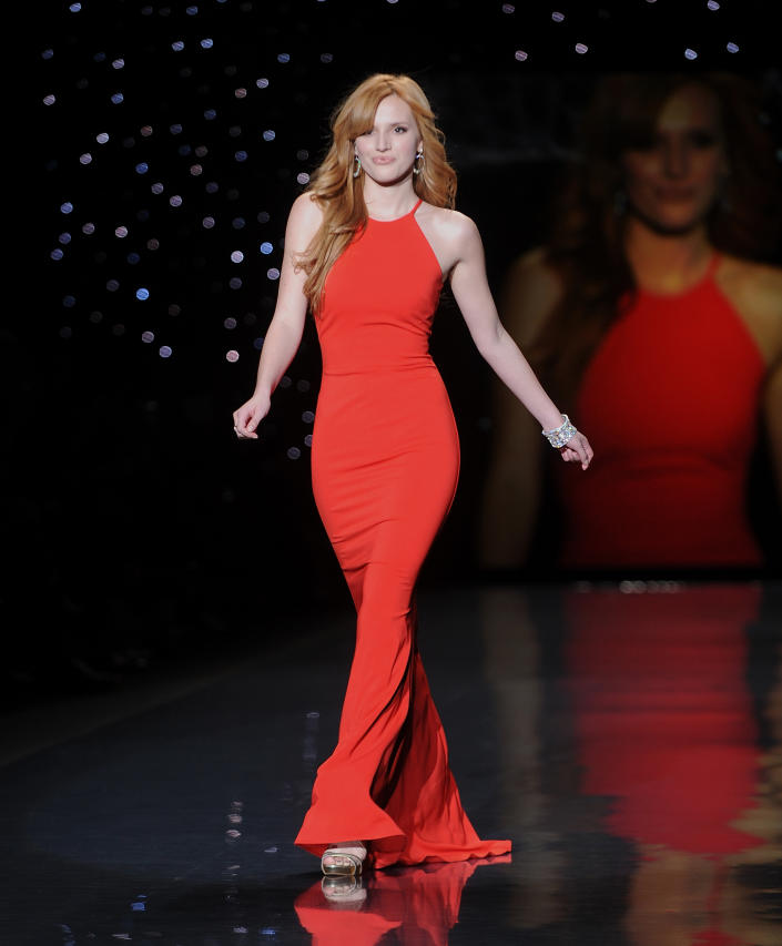 Bella Thorne models an outfit from the 2014 Red Dress Collection on Thursday, Feb 6, 2014 in New York. (Photo by Brad Barket/Invision/AP)