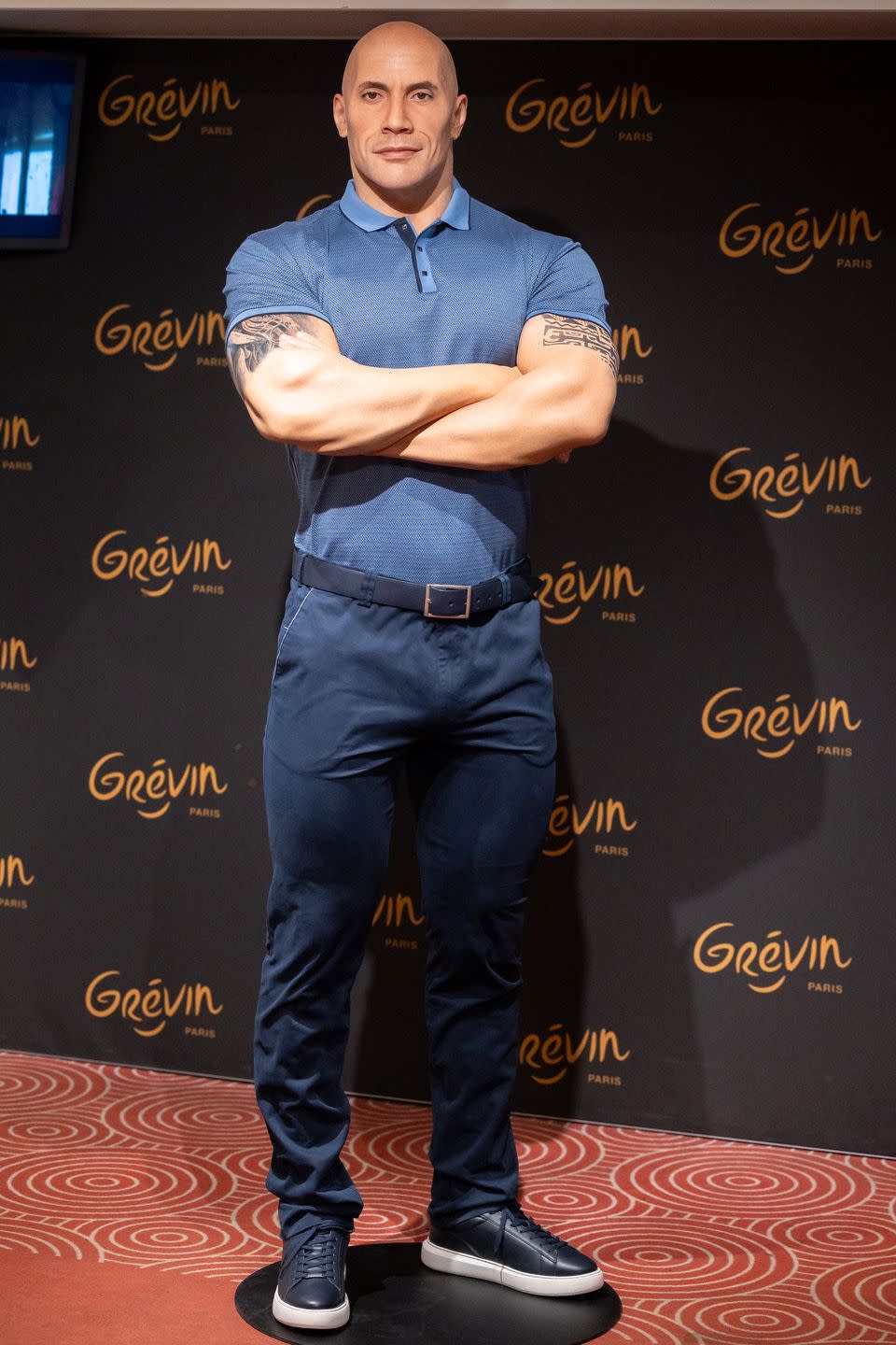 dwayne johnson wax figure unveiling at musee grevin in paris