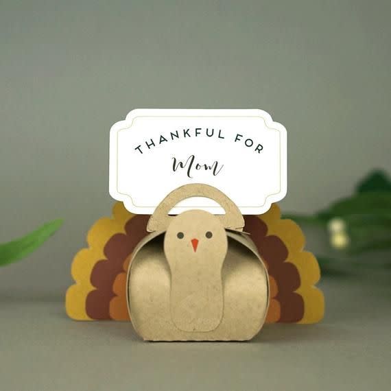 6) Turkey Thanksgiving Favor box Place setting Set of 12