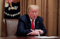 U.S. President Trump meets with industry executives on the coronavirus response at the White House in Washington