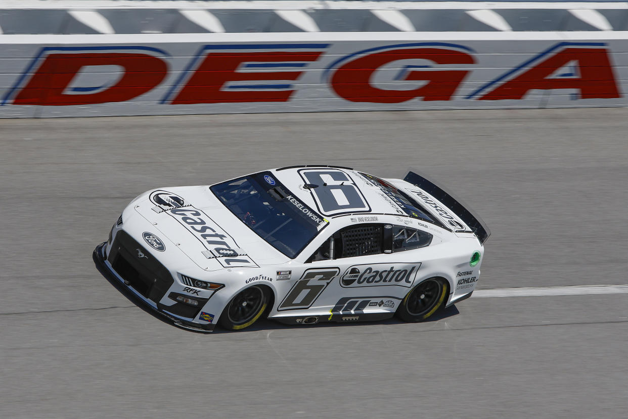 TALLADEGA, ALABAMA - APRIL 23: Brad Keselowski, driver of the #6 Castrol Carbon Neutral Ford, drives during qualifying for the NASCAR Cup Series GEICO 500 at Talladega Superspeedway on April 23, 2022 in Talladega, Alabama. (Photo by Sean Gardner/Getty Images)