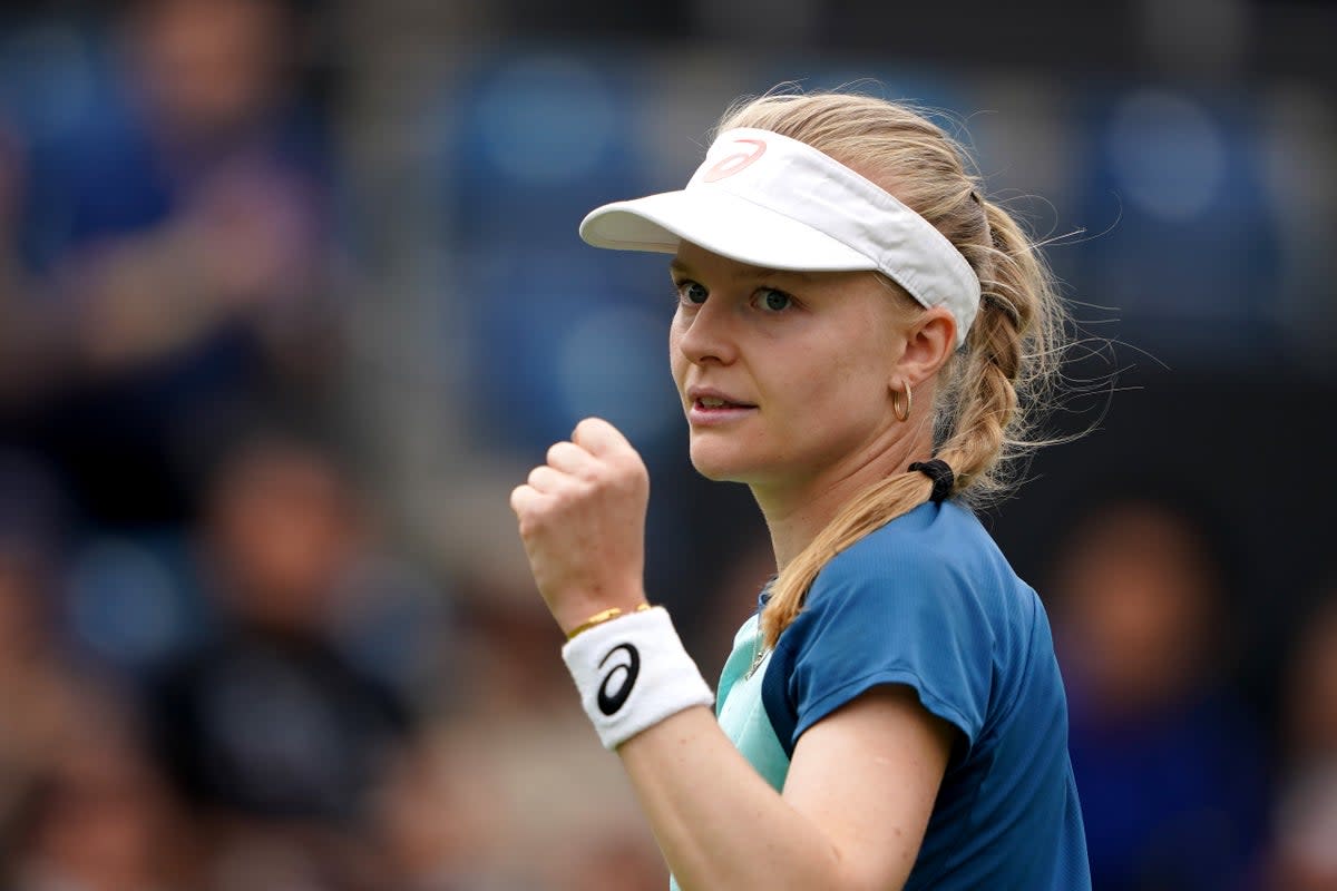 Harriet Dart celebrates victory over Colombia’s Camila Osorio (Zac Goodwin/PA) (PA Wire)