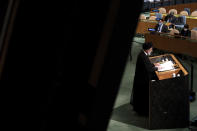 Iranian President Ebrahim Raisi addresses the 77th session of the United Nations General Assembly, Wednesday, Sept. 21, 2022, at U.N. headquarters. (AP Photo/Julia Nikhinson)