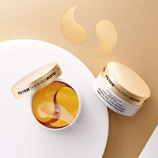 These Peter Thomas Roth gel eye patches harness the ancient powers of pure 24K gold, known from the time of Cleopatra to have youth-inducing skin benefits. 