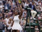 Britain Tennis - Wimbledon - All England Lawn Tennis & Croquet Club, Wimbledon, England - 4/7/16 USA's Serena Williams celebrates winning her match against Russia's Svetlana Kuznetsova REUTERS/Andrew Couldridge