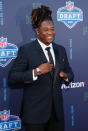 <p>Shaquem Griffin of UCF poses on the red carpet prior to the start of the 2018 NFL Draft at AT&T Stadium on April 26, 2018 in Arlington, Texas. (Photo by Tim Warner/Getty Images) </p>
