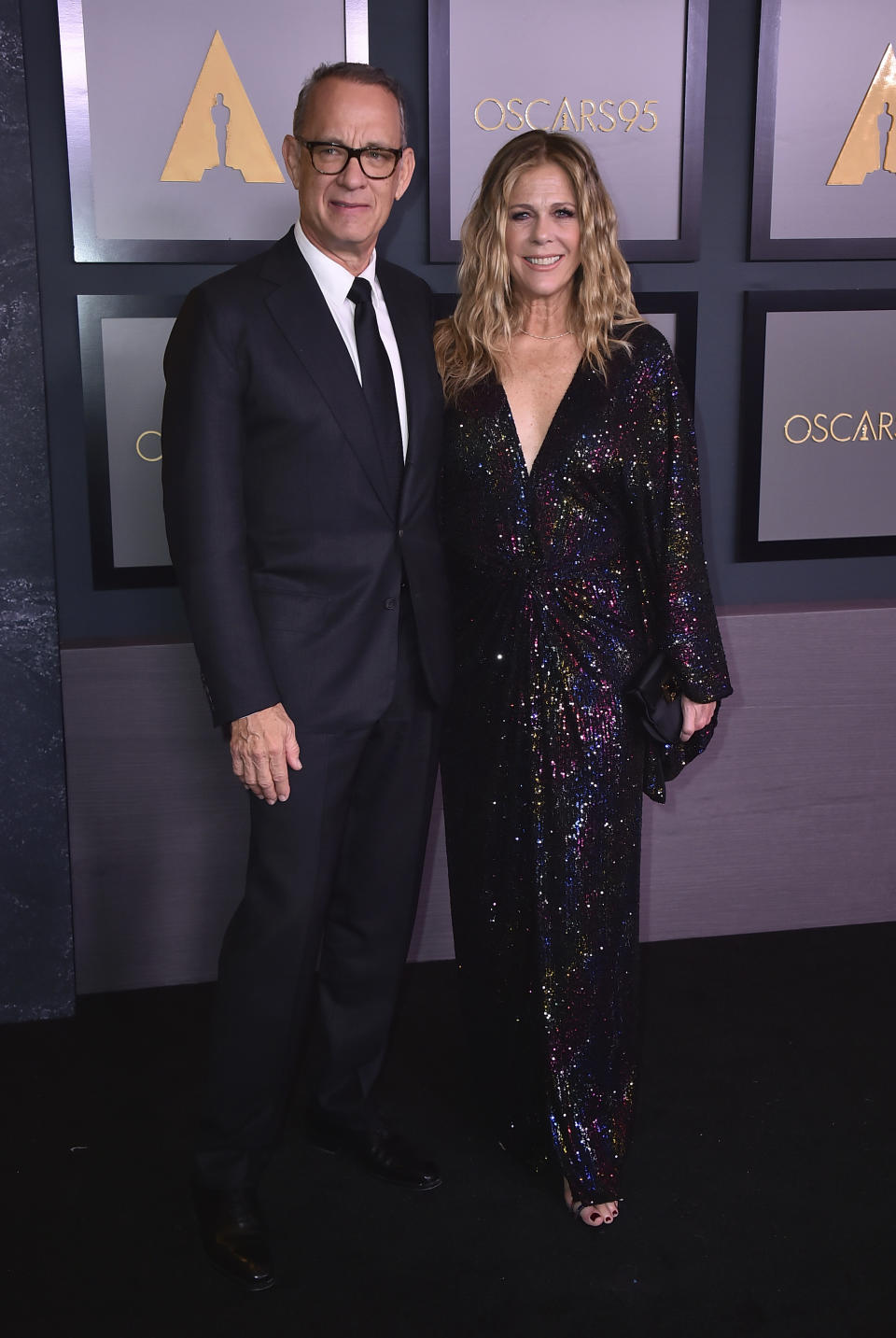 Tom Hanks, left and Rita Wilson arrives at the Governors Awards on Saturday, Nov. 19, 2022, at Fairmont Century Plaza in Los Angeles. (Photo by Jordan Strauss/Invision/AP)