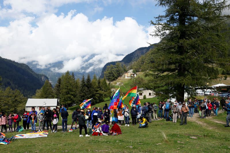 Protest against climate change at Trient Glacier