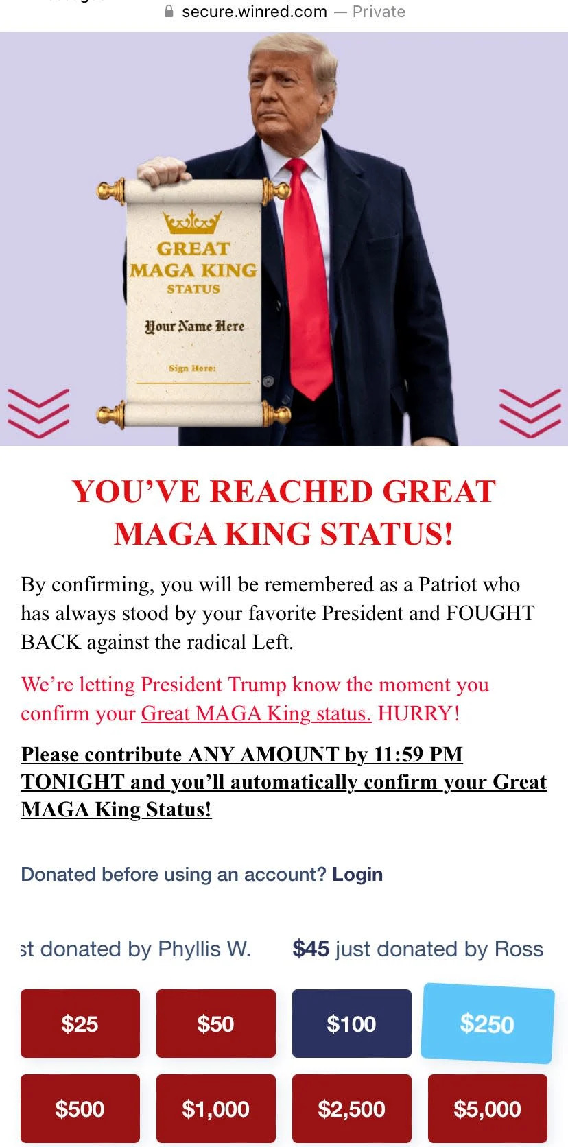 Great MAGA King Status