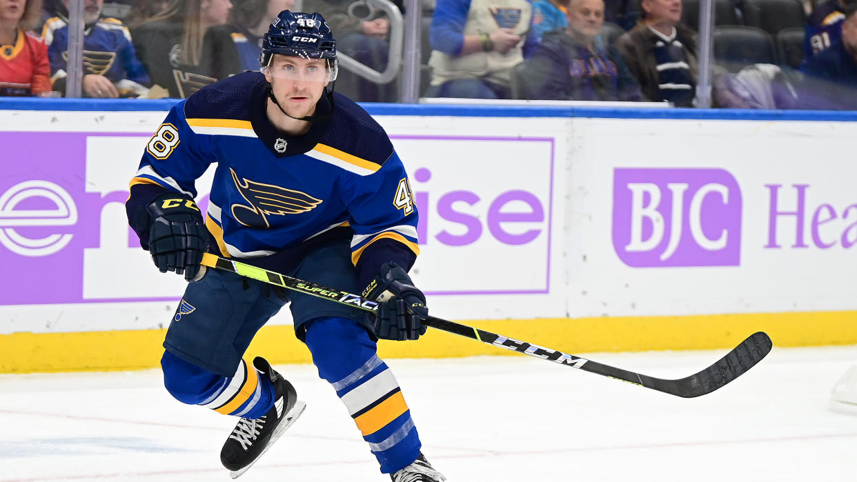 With Scott Perunovich looking poised to step in full-time next year, the Blues need to start replenishing their defensive prospect pool at the draft. (Getty)