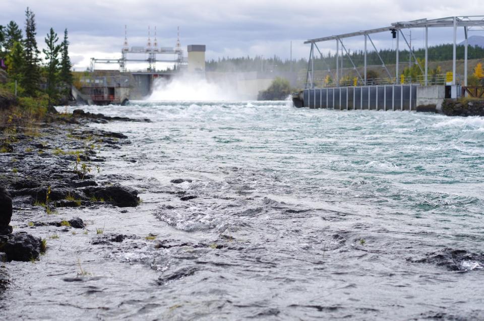 A file photo of Yukon Energy's hydroelectric dam in Whitehorse. The company is seeking a new 25-year operating licence for the dam. (Steve Hossack / CBC - image credit)