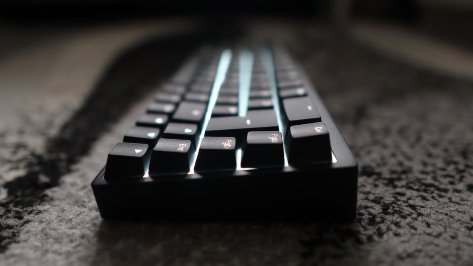 Endgame Gear KB65HE keyboard with RGB lights enabled.