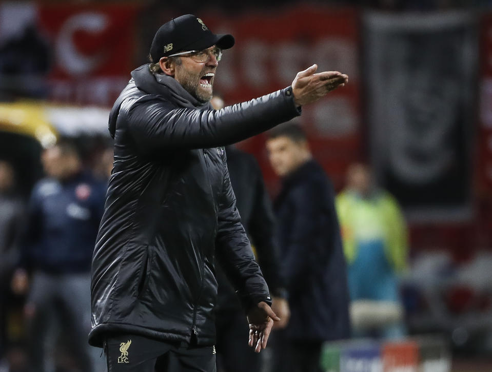 Jurgen Klopp pictured emoting.