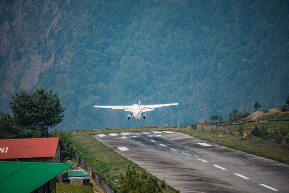 an airplane landing