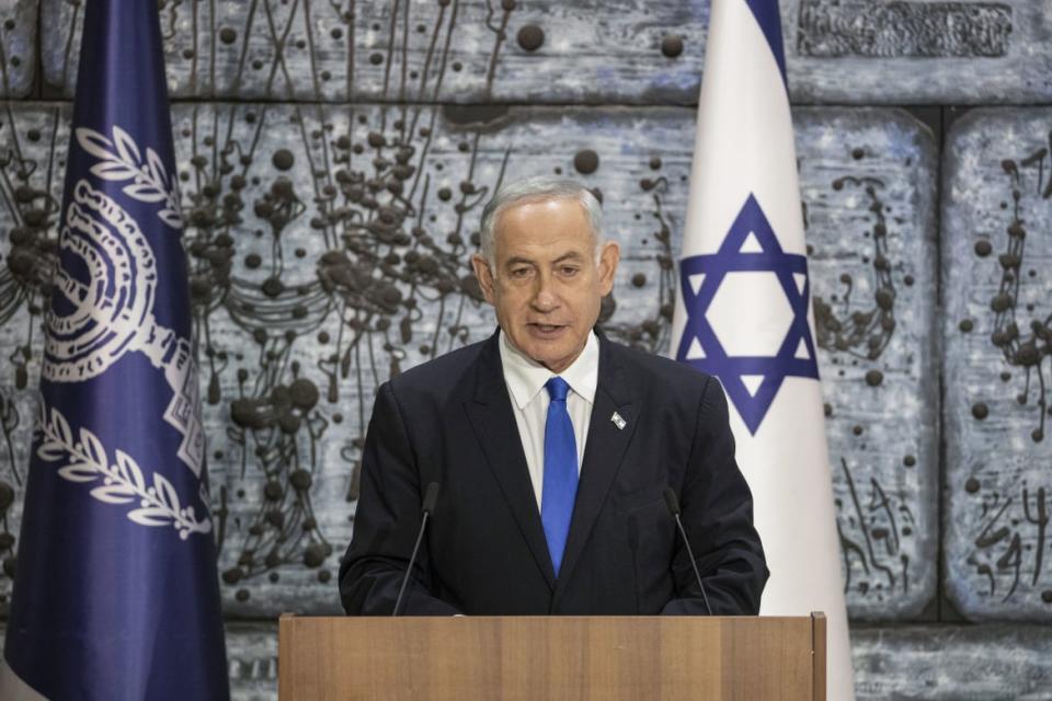 <div class="inline-image__caption"><p>Benjamin Netanyahu speaks at the President's Residence earlier this month, where he received a mandate from Israeli President Isaac Herzog to form a government.</p></div> <div class="inline-image__credit">Ilia Yefimovich/picture alliance via Getty Images</div>