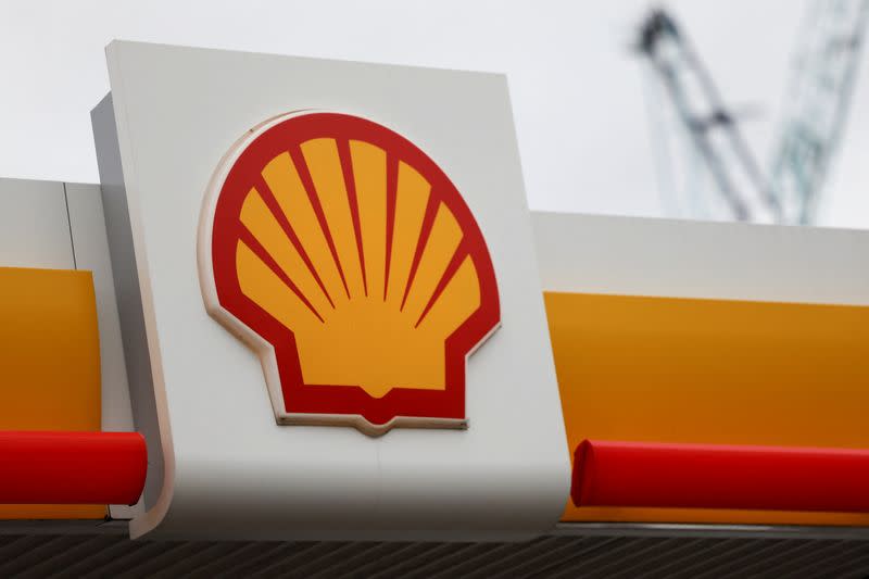 A view shows a logo of Shell petrol station in South East London